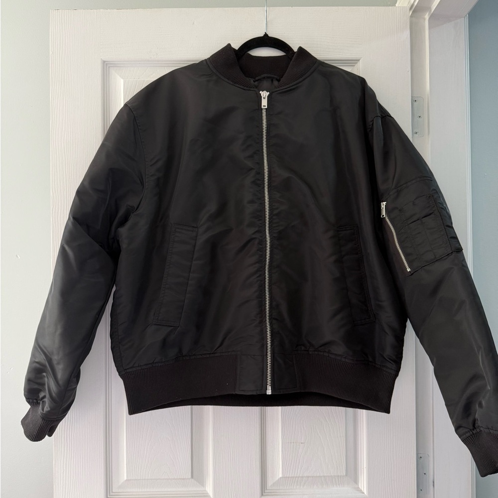 Men's Black Bomber Jacket - Picture 4 of 8
